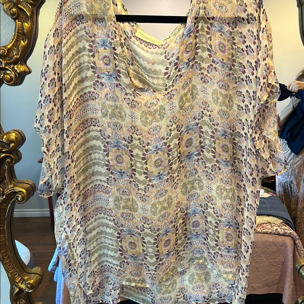 Johnny Was Floral Patterned Silk Women's Top
